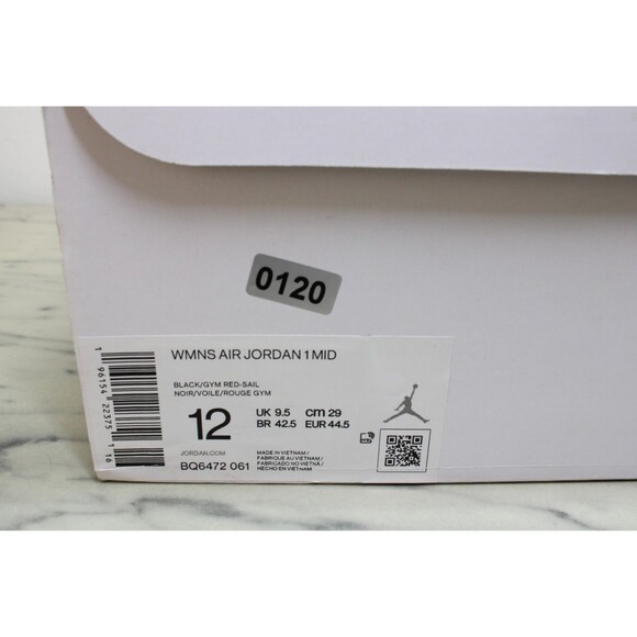 Nike Air Jordan 1 Mid Women's Sneakers-Black/Gym Red (US 12 Women’s) NEW IN BOX - Picture 13 of 13